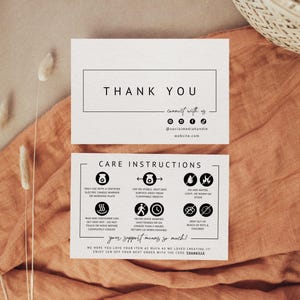 Modern Wickless Candle Care Card Template with Icons, Candle Instructions, Editable Thank You Card, Candle Business Package Insert - April image 3