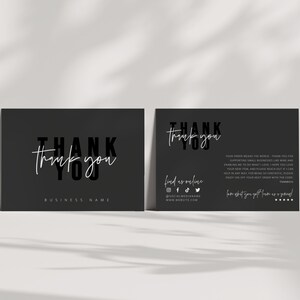 EDITABLE Black Luxury Business Thank You Card Template, Customer ...