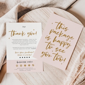 Modern Luxe Business Thank You Card Canva Template, Editable Thank You, Packaging Insert, Cute Pink Thank You Mailer, Business Branding Card
