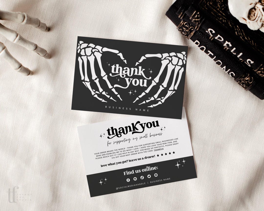 Retro Halloween Business Thank You Card Canva Template, Editable Order ...