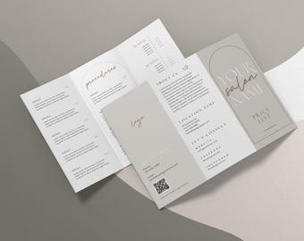 DIY Tri-Fold Printable Price List Template, Editable Trifold Price Sheet, Brochure Pricing List, Folded Printable Salon Menu Spa Menu - Nora