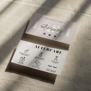 Modern Lash Aftercare Card Template, Lash Business Card, Editable Lash Extension Card, Small Business Care Card, Eyelash Care Card "Emory" image 2