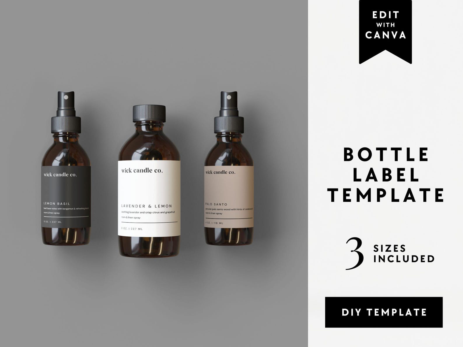 Minimal Editable Room Spray Label Canva Template, 2x2 3x2 DIY Label for ...