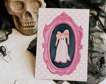 Coquette Preppy Halloween Business Thank You Card Canva Template, Editable Customer Package Insert
