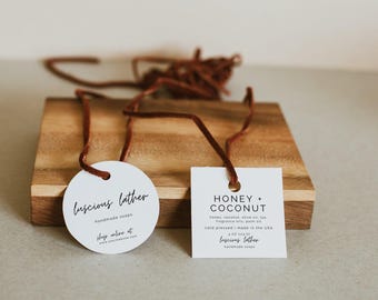 Editable Hanging Tags Template Printable Soap Label Template Editable Thank You Boutique Swing Tag Round Candle Tag Clothing Tag &quot;Kate&quot; HT13