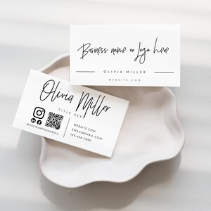 Minimal Business Card Template QR Code, Instant Download, Printable Business Card, DIY Calling Card, Editable Canva Business Template - Dusk