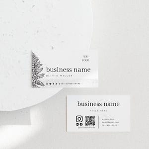 QR-code visitekaartjesjabloon, rustiek afdrukbaar visitekaartje, DIY-telefoonkaart, bewerkbare huisstijlkaart, canvassjabloon - Jamie