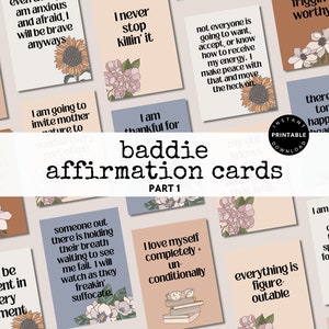 Printable Baddie Affirmation Cards, Motivational Affirmation Deck, Printable Encouragement Card Self Care Printable, Daily Affirmation Part1