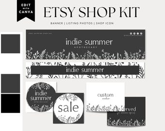 Botanical Etsy Shop Kit, Etsy Banner Canva Template, Etsy Logo/Icon/Listing Photos - Oaklyn