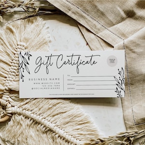 Boho Gift Certificate Template Canva, DIY Printable Gift Voucher, Editable Gift Card Spa or Salon Gift Certificate, A Gift For You Printable