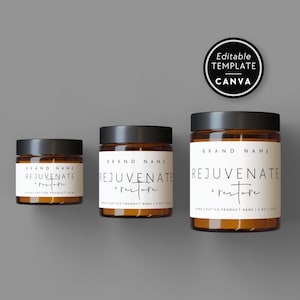 Modern Cosmetic Jar Label Template Canva, Editable Cosmetic Label, Body Product Label, DIY Wrap Around Jar Label, Product Packaging - Stella