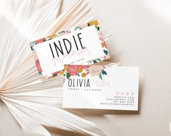 Business Card Template QR Code, Instant Download, Printable Business Card Template, DIY Calling Card, Editable Card, Canva Template - Cora