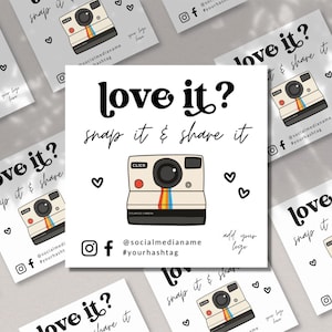 Retro Snap and Teilen Kartenvorlage, Social Media Kartenvorlage, DIY Folgen Sie uns in sozialen Medien, Like & verbinden Sie sich mit uns Vorlage, Canva - Dani