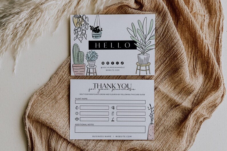 Plant Care Card Canva Template, Editable Plant Guide Insert, Succulent or Indoor Plant Instruction Card Printable zdjęcie 4