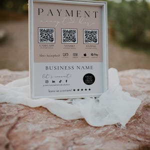 Scan to Pay Sign Template Canva QR Code Printable Payment Sign, Accepted Payments Sign, CashApp Paypal Venmo Sign, Printable Sign - Andi