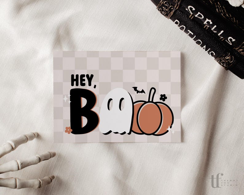 Hey Boo Halloween Business Thank You Card Canva Template, Editable ...