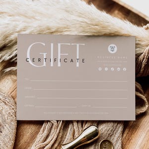 Modern Gift Certificate Canva Template, Printable Gift Voucher, Editable Gift Card, Salon Spa Gift Certificate, Printable Certificate 6x4