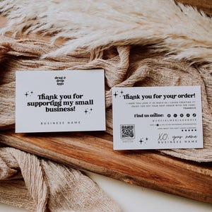 Plantilla de tarjeta de agradecimiento comercial retro, código QR retro moderno editable, tarjeta de embalaje comercial, tarjeta de agradecimiento imprimible de Canva, Dani