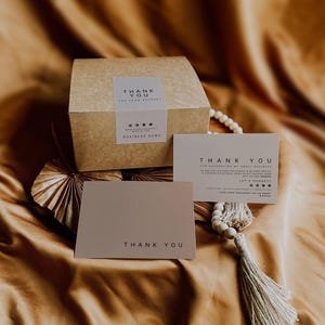 Box Label & Matching Thank You Card Template Bundle, DIY Business Thank You, Editable Packaging Label Order Packaging Stickers "Bailey"