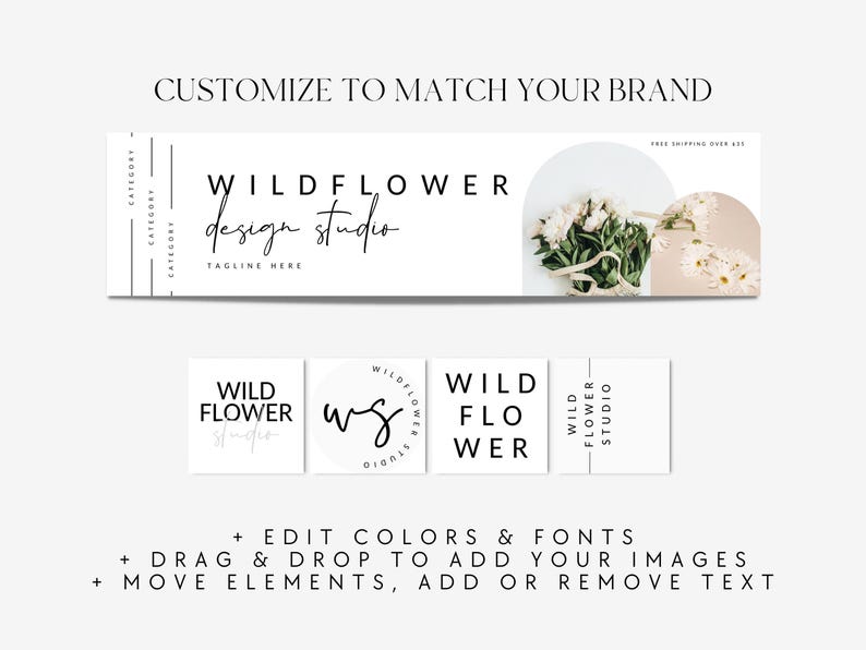 Minimal Canva Editable Etsy Branding Kit, Etsy Banner Template, DIY Etsy Store Branding, Editable Etsy Shop Banner, Shop Icon Photo - Alina Bild 4