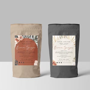 Boho Pouch Label Template, Editable Body Product Label Template, Editable Tea Pouch Label, DIY Cosmetic Packaging Label Stickers - Sierra