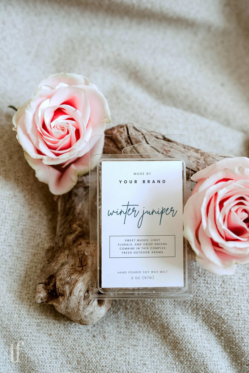 Modern Wax Melt Label Canva Template, DIY Minimal Wax Clamshell Branding - Kai image 1