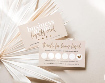Editable Loyalty Card Template, Modern Customer Punch Card, Editable Rewards Card Design, DIY Printable Discount Customer Stamp Card - Bohie