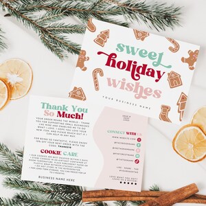 Holiday Cookie Care Card Template, Cake Instructions Card Editable Christmas Thank You Card, Bakery Business Package Insert Printable Mailer