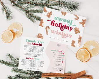 Holiday Cookie Care Card Template, Cake Instructions Card Editable Christmas Thank You Card, Bakery Business Package Insert Printable Mailer