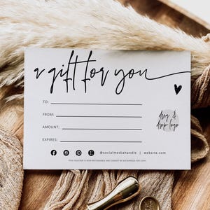 Modern Gift Certificate Template Canva, Printable Gift Voucher, Editable Gift Card, Spa Gift Certificate, Printable Certificate - Skye