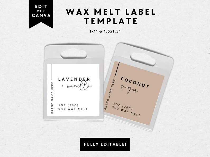 Wax Melt Sampler Clamshell Label Canva Template, 1 Oz Single Cavity Wax ...