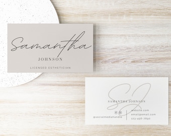 Modern Feminine Business Card Canva Template, DIY Calling Card, Simple Luxe Design
