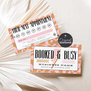 Fun Appointment Reminder Card Canva Template, Bright Editable Business Card, Booking Reminder Printable, Next Appointment Card - Brooks