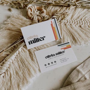 Retro Visitenkarte Vorlage, druckbares Visitenkartendesign, DIY Visitenkarte, Business Branding, bearbeitbares digitales CanvaTemplate - Piper