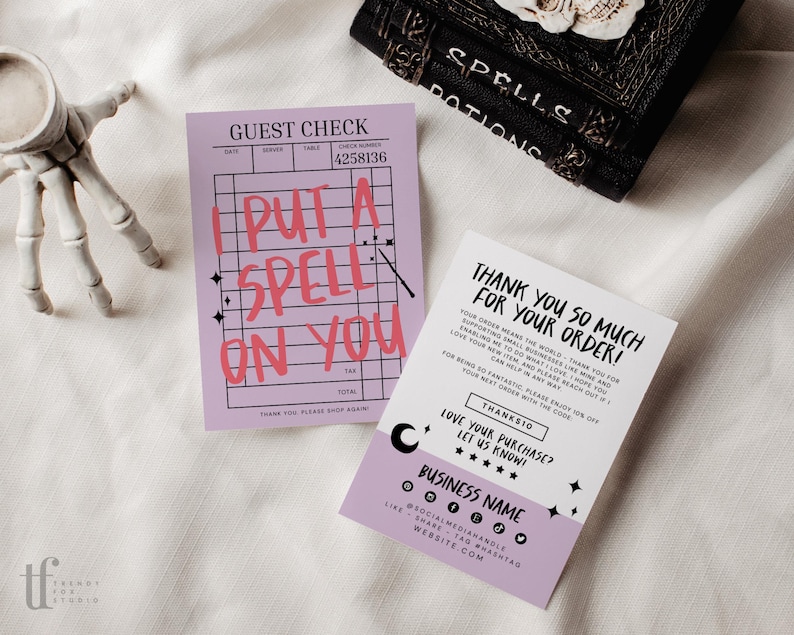 Trendy Guest Check Halloween Business Thank You Card Canva Template ...