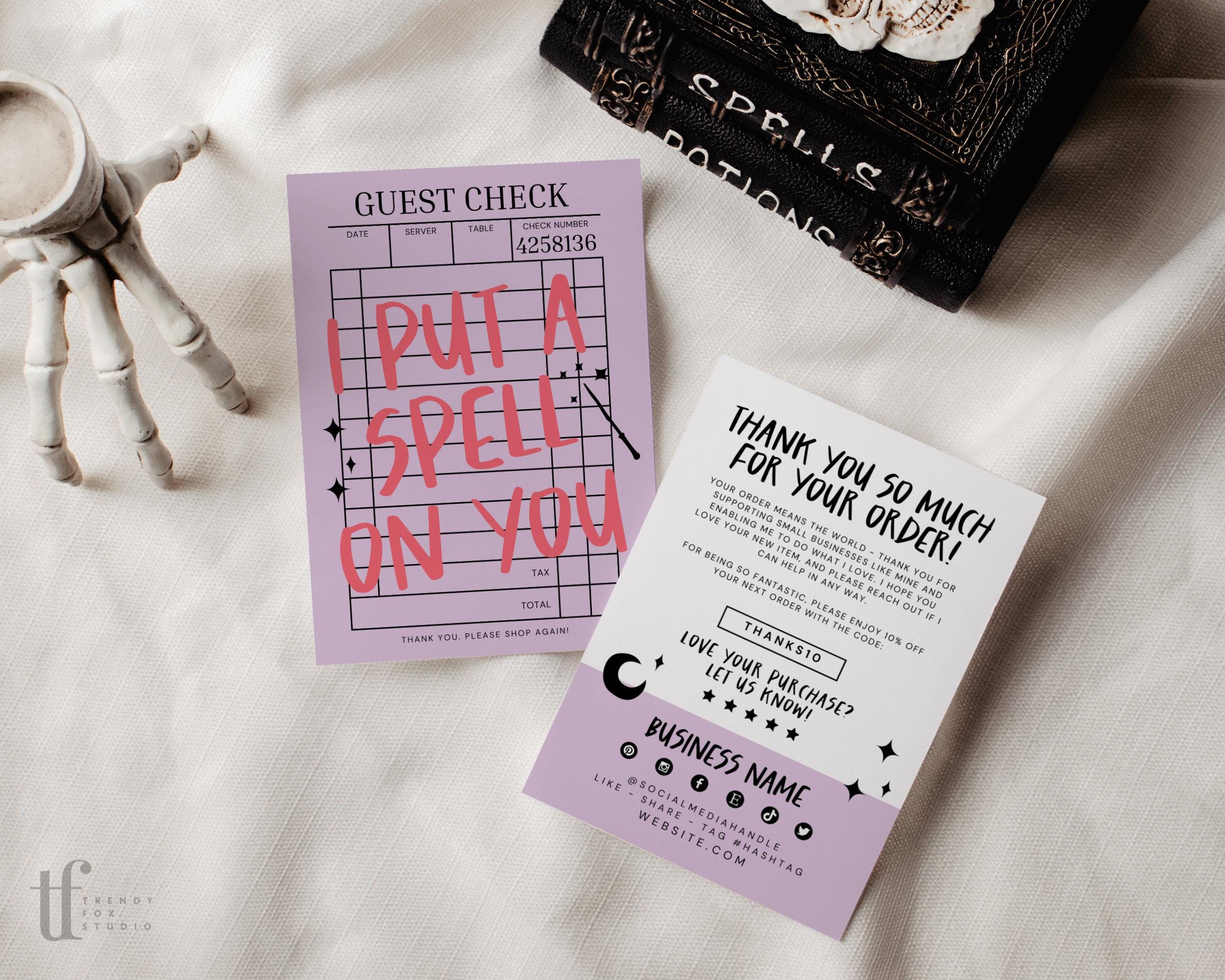 Trendy Guest Check Halloween Business Thank You Card Canva Template ...