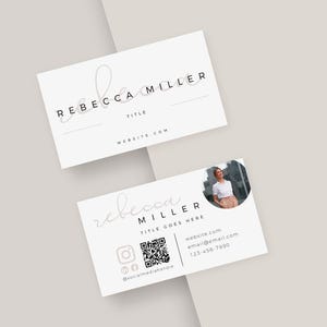 Business Card Template QR Code, Instant Download, Printable Business Card Canva Template, DIY Calling Card, Feminine Business Card- Carli
