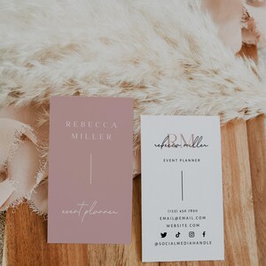 Elegant Feminine Business Card Canva Template, DIY Minimalist Simple Editable Business Card, Minimal Dusty Pink Business Card - Sea