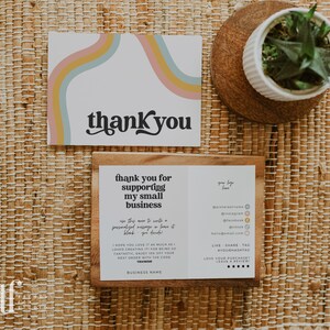 Retro Small Business Thank You Card Template, Printable Thanks For Your Purchase Card, Editable Small Business Package Insert Card - Dani