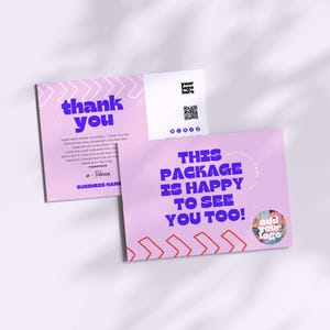 Fun Colorful Small Business Thank You Card Canva Template, Printable Thanks For Your Purchase Package Insert, Fun Trendy Postcard Maximalist