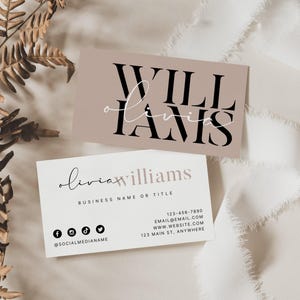Modern Business Card Template, DIY Printable Business Card, Blush Business Card, Business Branding, Minimal Business Card Canva - Wells