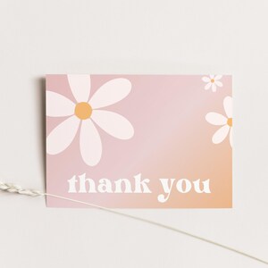 Editable Retro Daisy Small Business Thank You Card Canva, Printable ...
