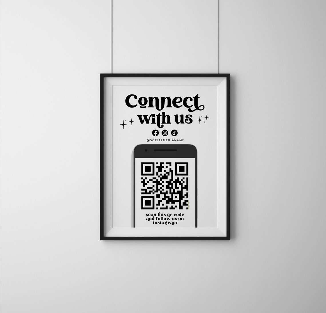 Retro QR Code Social Media Sign Template DIY Follow Us on - Etsy
