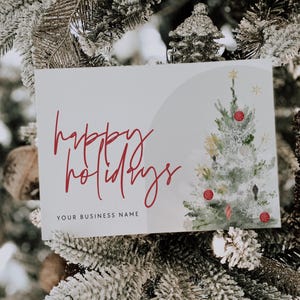 Boho Christmas Business Thank You Card Template, Holiday Printable Thanks For Your Purchase, Watercolor Christmas Card Printable Canva, Skye