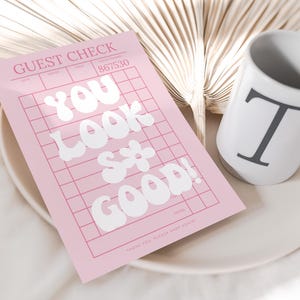 Guest Check Business Thank You Card Canva Template, Editable Trendy Customer Thank You Business Packaging, DIY Cute Fun Thank You Insert