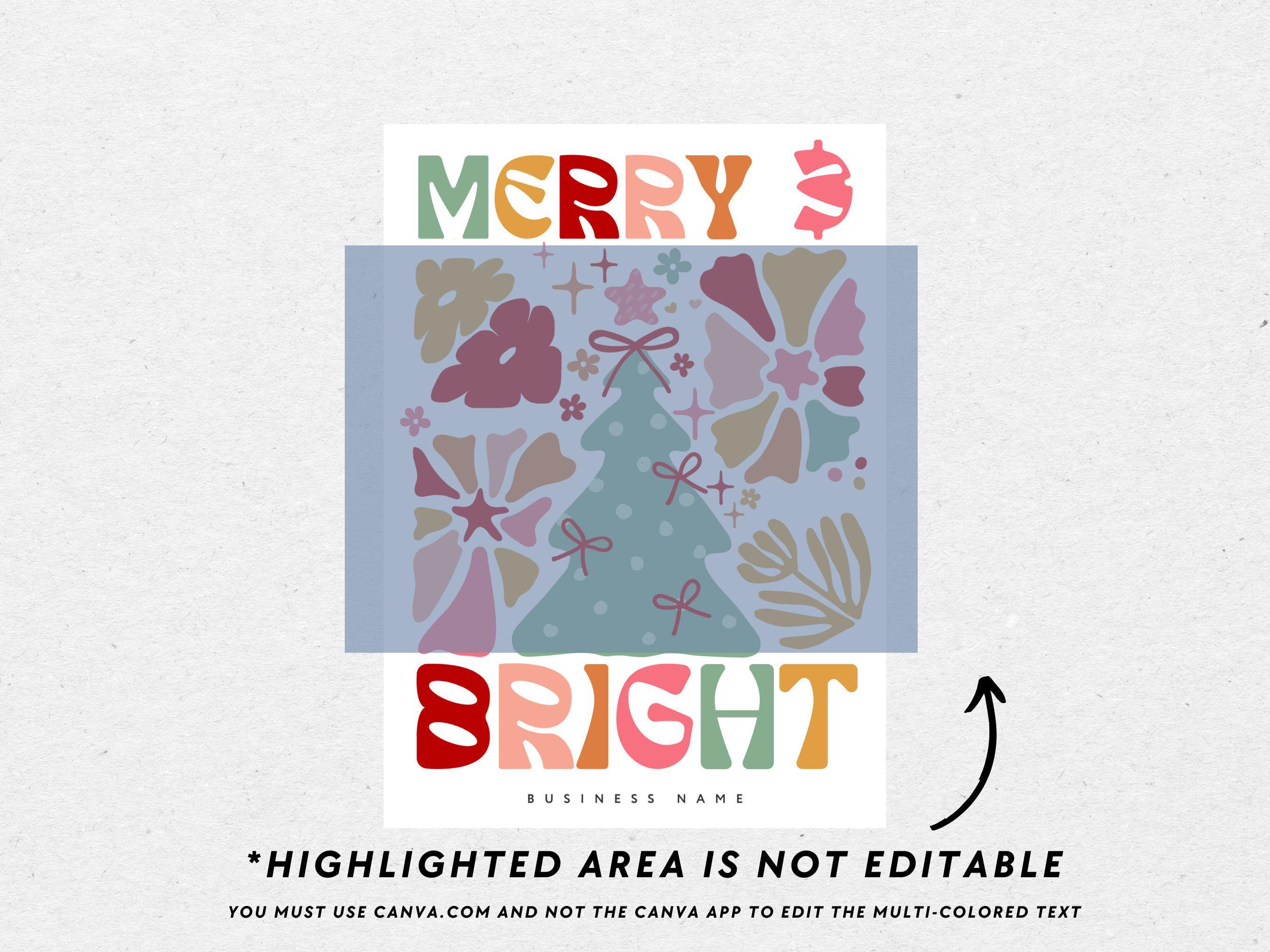 Boho Christmas Business Thank You Card Canva Template, Colorful ...