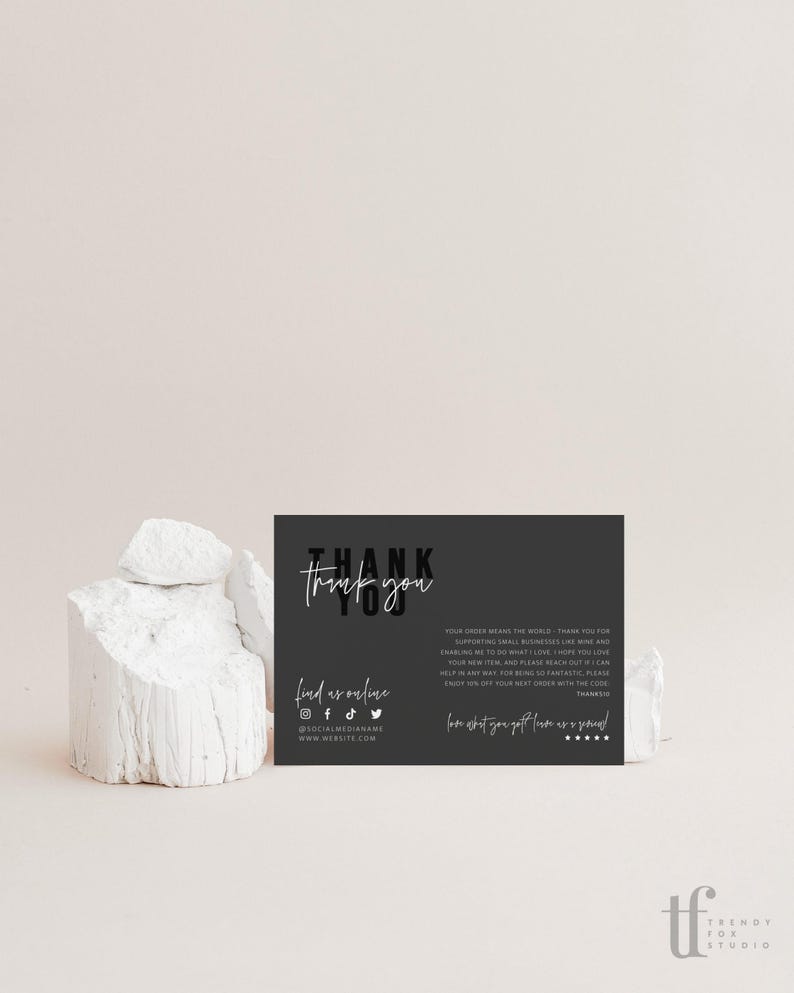 EDITABLE Black Luxury Business Thank You Card Template, Customer ...
