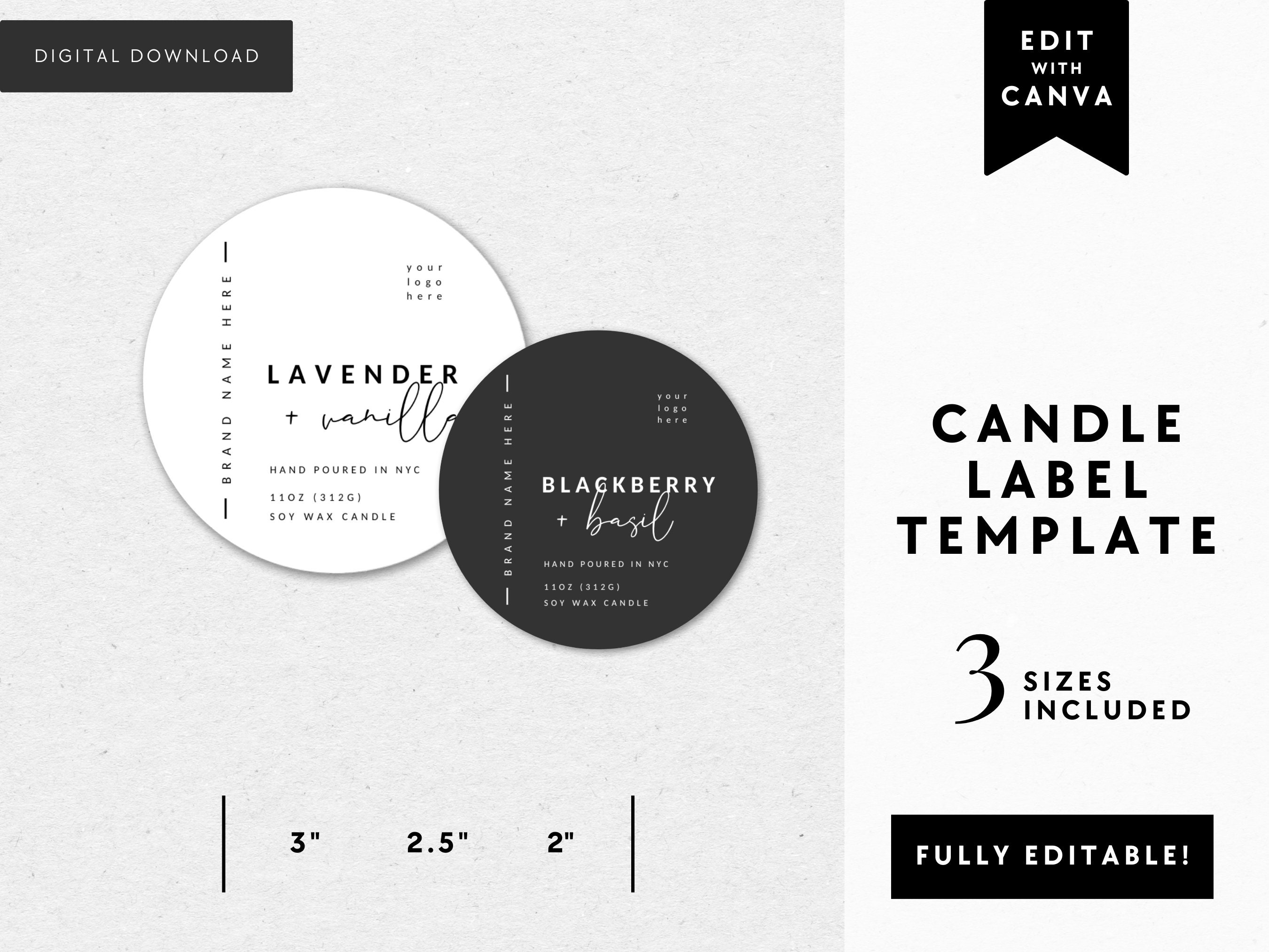 DIY Modern Candle Label Template, Minimal Candle Label, Customizable Wax  Melt Label, Candle Tin Label Template, Instant Download Rain 