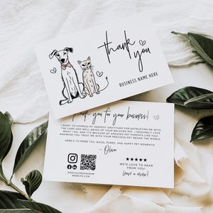 Editable Business Pet Thank You Card Canva Template, Printable Animal Business Thank You QR Code Dog Walking Pet Sitting Pet Boarding - Dusk