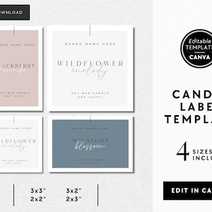 Modern Candle Label Template, Editable Candle Label Design, Customizable Candle Jar Label Template, Canva Template DIY Candle Sticker Casey image 3